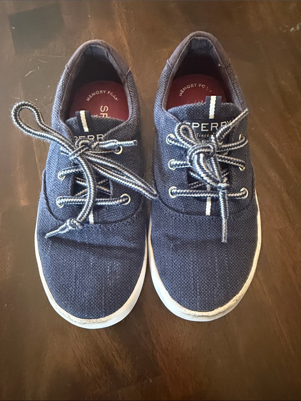 Sperry Kids Navy Canvas Lace-Up Sneakers with White Trim